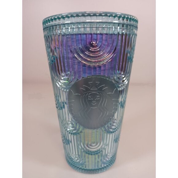 Starbucks 2022 Mermaid Scale Cold Tumbler Iridescent Teal 16 0z. - Picture 1 of 9